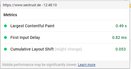 Web Vitals Optimierung